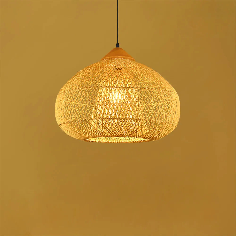 Modern Handmade Bamboo Rattan Hanging Lamp for Restaurant Kitchen Teahouse Farmhouse Home Decor Chandeliers & Pendant Lights