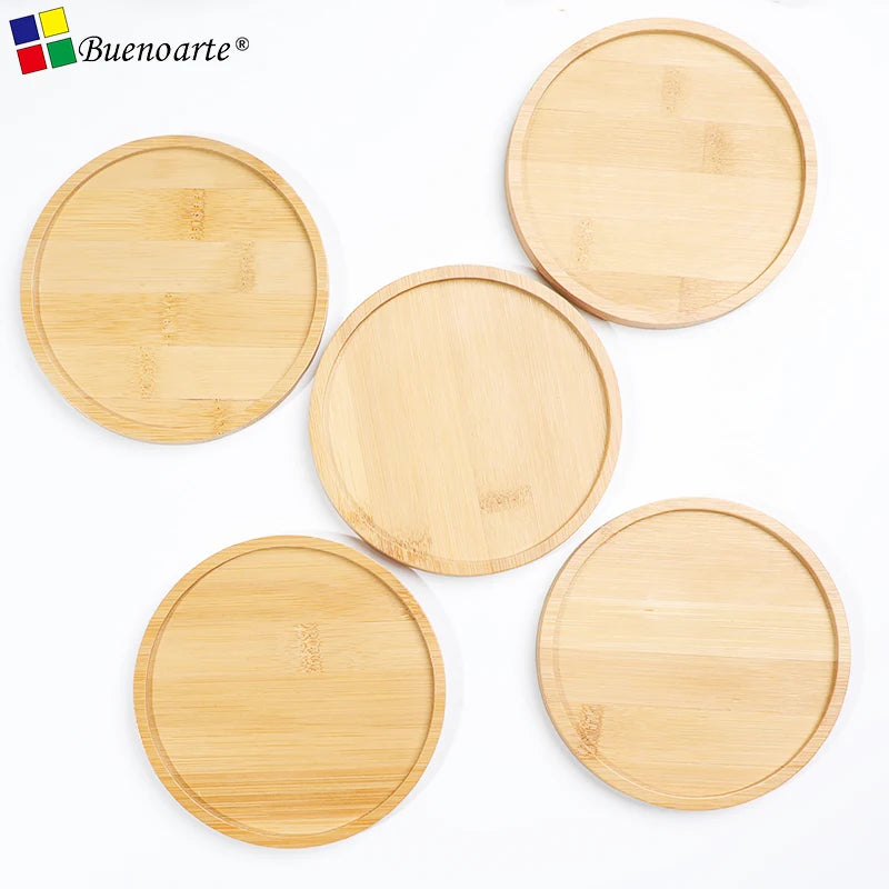 Bamboo Coaster 5 Pcs Flower Star Mosaic Base 1cm Thick Modern Design Room Use for DIY Mosaic Art Craft Kits