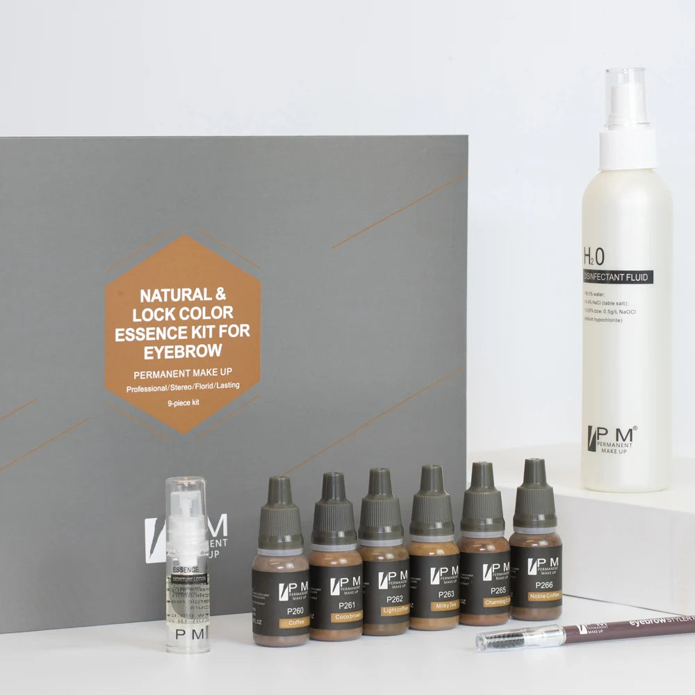 Professional Organic Microblading Kit with PMU Pigments & 10ml Tattoo Ink 6 Colors Safety & Long Lasting for Permanent Eyebrows