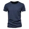 2024 Summer Hot Selling Men's New Solid Color Neck Short Sleeved Top Bamboo Joint Cotton Casual Knitted Pure Cotton Design