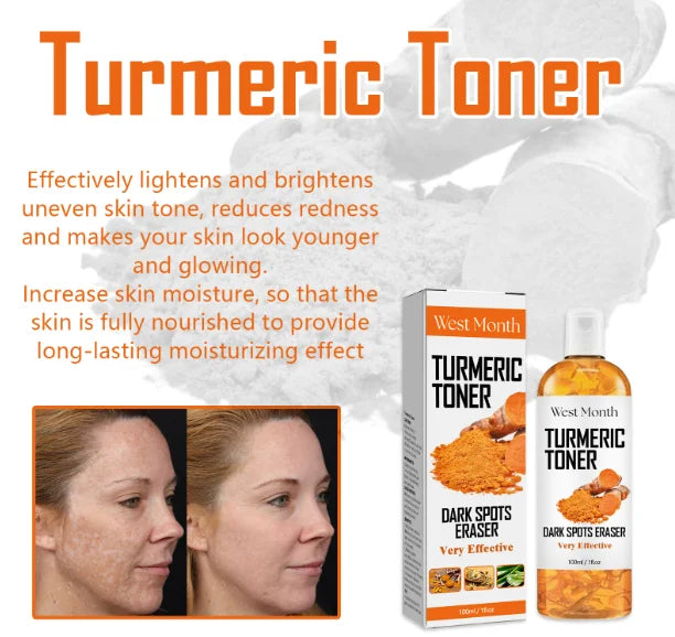 US Stock Organic Herbal Turmeric Extract Toner Face Whitening Hydrating Brightening Spray for Dark Spot Removal