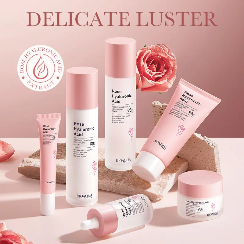 Organic Hyaluronic Acid Vitamin C Serum Cream Skincare Kit Natural Rose Extract Whitening Private Label Face Serum Organic
