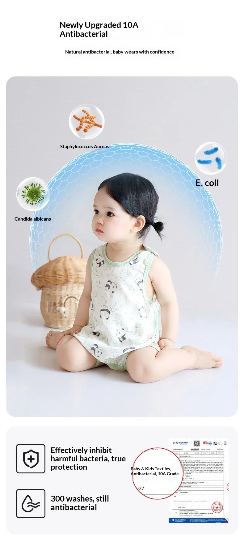 Children's summer bamboo and cotton half-back belly protector vest, unisex, with leg cover, crawling clothes