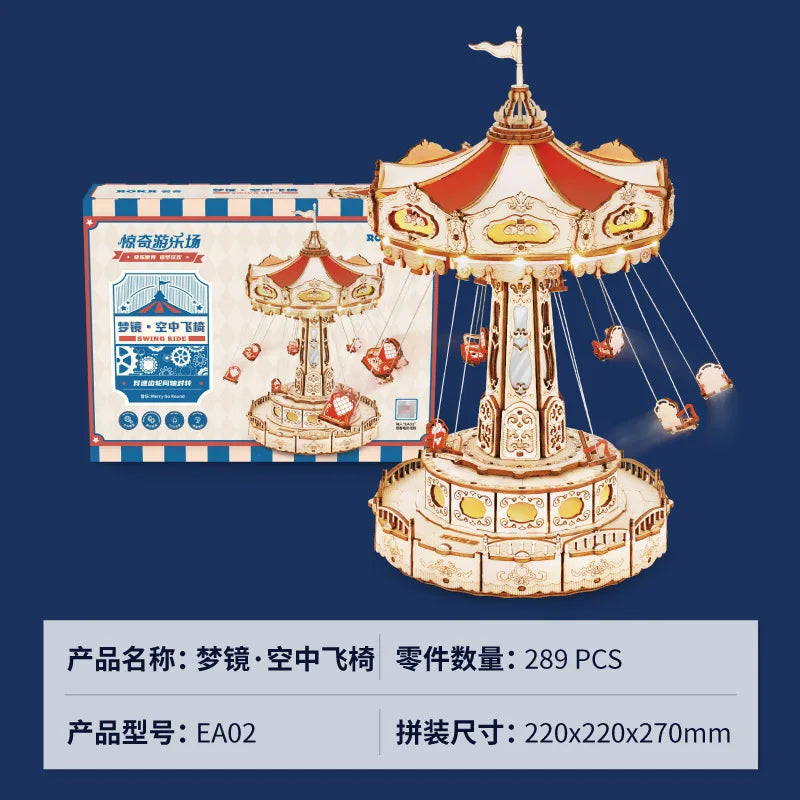 Ruo Ke Bamboo 3D Puzzle Music Box DIY Toy for Babies 14 Years Old Under 50 Pieces Girls' Educational Souvenir