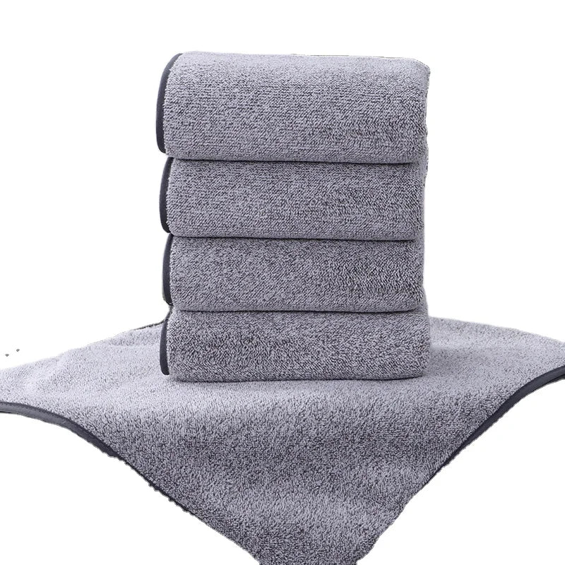 American Styles 2pcs Eco-Friendly Woven Bath Towel Set Organic Cotton Coral Fleece Quick-Dry Stylish Bath Accessory