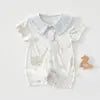 Baby Bamboo Rompers Summer Sleepsuit Jumpsuit Breathable Knit Unisex Pajamas with Snap Button Closure