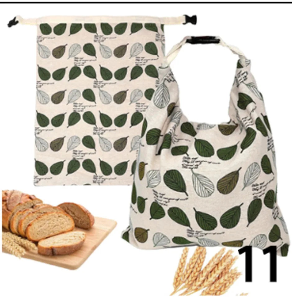 Reusable Fashion Cartoon Bread Shopping Bag with Organic Beeswax Cotton Linen for Homemade Sourdough Storage & Fresh Keeping