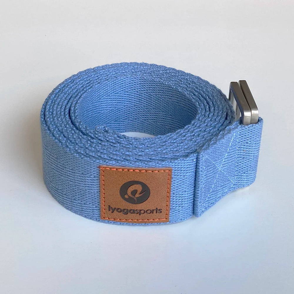 100% Organic Cotton Yoga Strap 8ft Length Belt Custom logo Iyogasports extra Length Soft Biodegradable Material Yoga Belt
