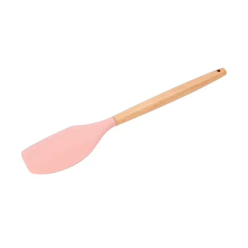 Factory Direct Sale Eco-friendly Organic Silicone Kitchen Tool Set With Wooden Handle