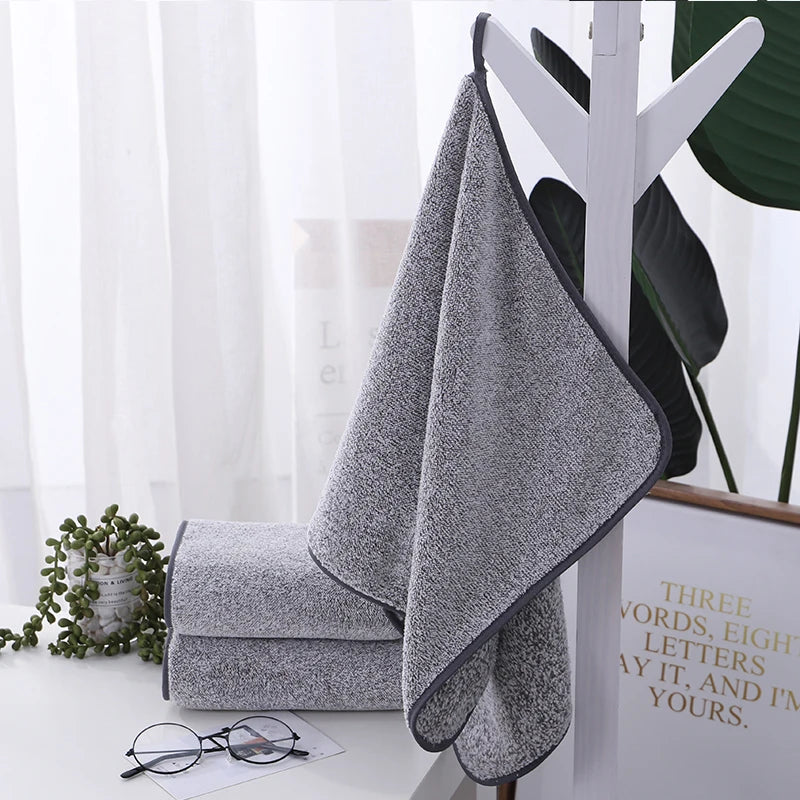 American Styles 2pcs Eco-Friendly Woven Bath Towel Set Organic Cotton Coral Fleece Quick-Dry Stylish Bath Accessory