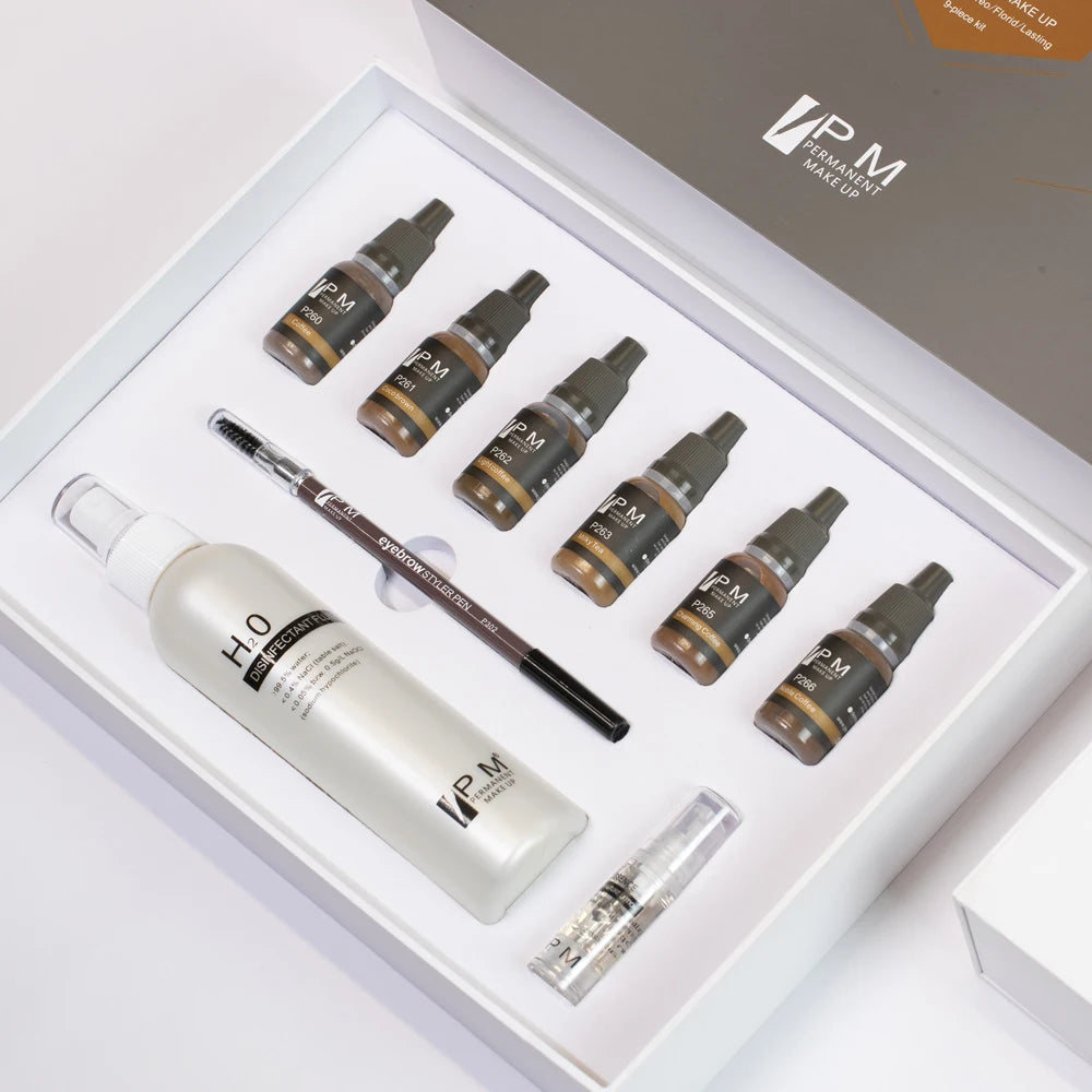 Professional Organic Microblading Kit with PMU Pigments & 10ml Tattoo Ink 6 Colors Safety & Long Lasting for Permanent Eyebrows
