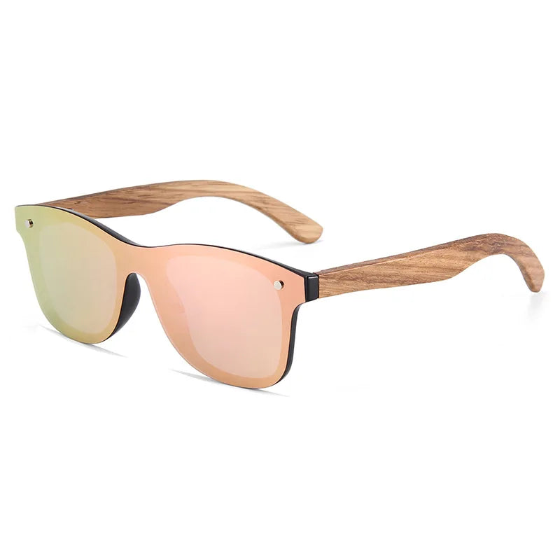 Wholesale new bamboo wood glasses men's women's sun protection integrated mirror polarized rice nail wooden Sunglasses 2024