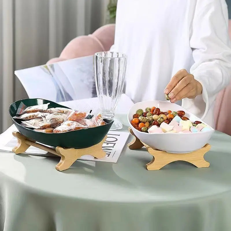 Multi-layer European Dried Fruit Tray Standing Type Bamboo Wooden Rack Multifunction Kitchen Snack & Candy Tray Fruit Basket