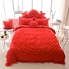 Korean Style 100% Organic Cotton Lace Princess 4pcs Sleep Aid with 400TC Solid Pattern for Weddings Bed Sheet Sets