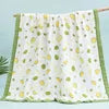 Custom 100% Organic Cotton Muslin Infant Bath Towel Cute Cartoon Pattern Babi Blankets 6-Layer Newborn Blanket for Travel Hotel