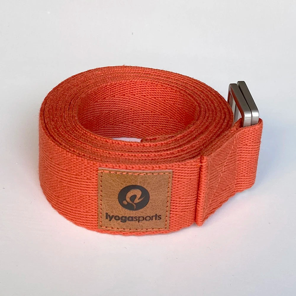 100% Organic Cotton Yoga Strap 8ft Length Belt Custom logo Iyogasports extra Length Soft Biodegradable Material Yoga Belt