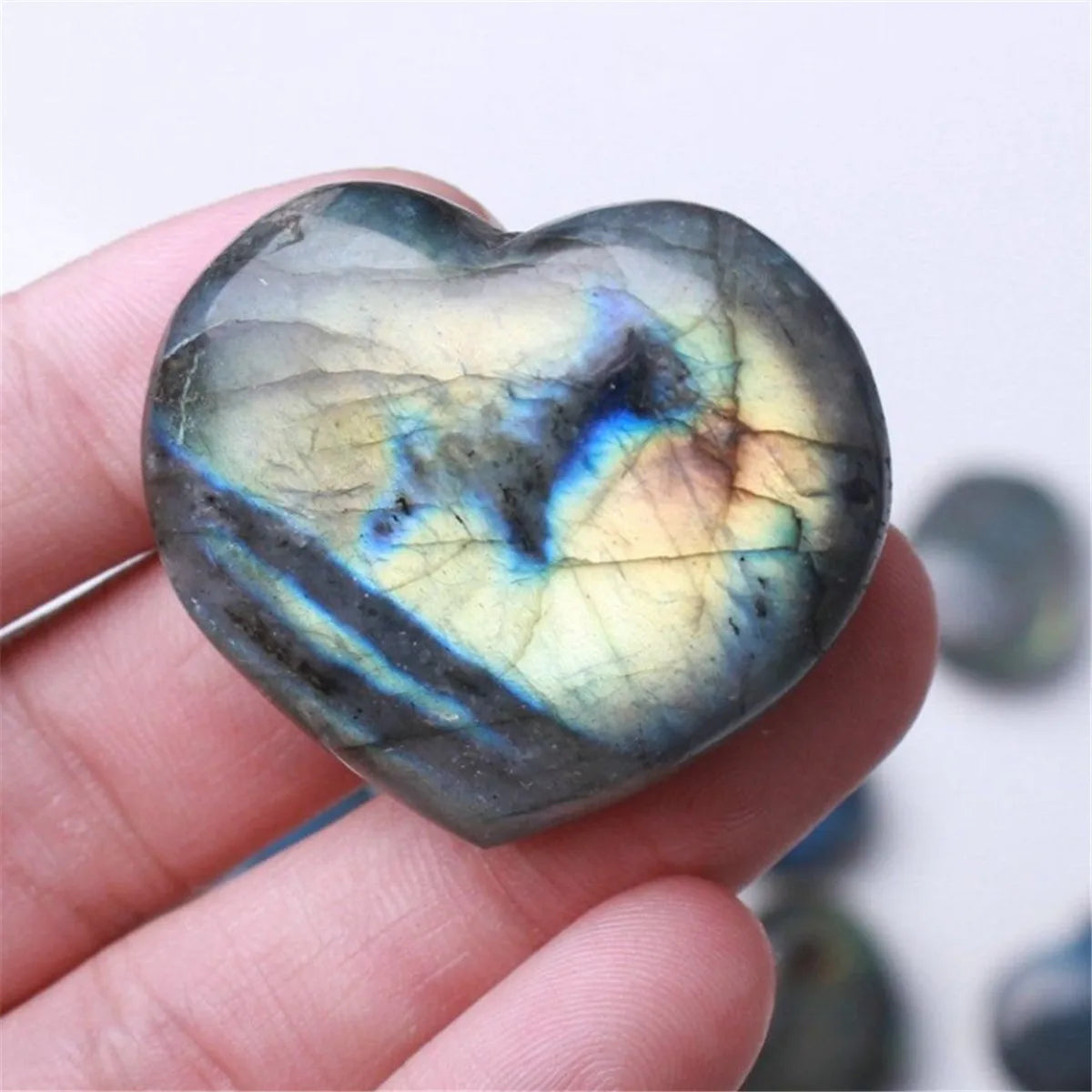 Madagascar Quartz Labradorite Natural Crystal Gemstones Rock Polished Heart Shape Pendants Stone