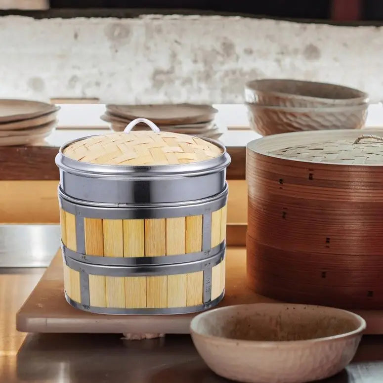 Bamboo Steamers With Rings Wholesale Food Silicone Steamer Lids Basket for Pot Chicken Meat Seafood Dimsum 8" Circular