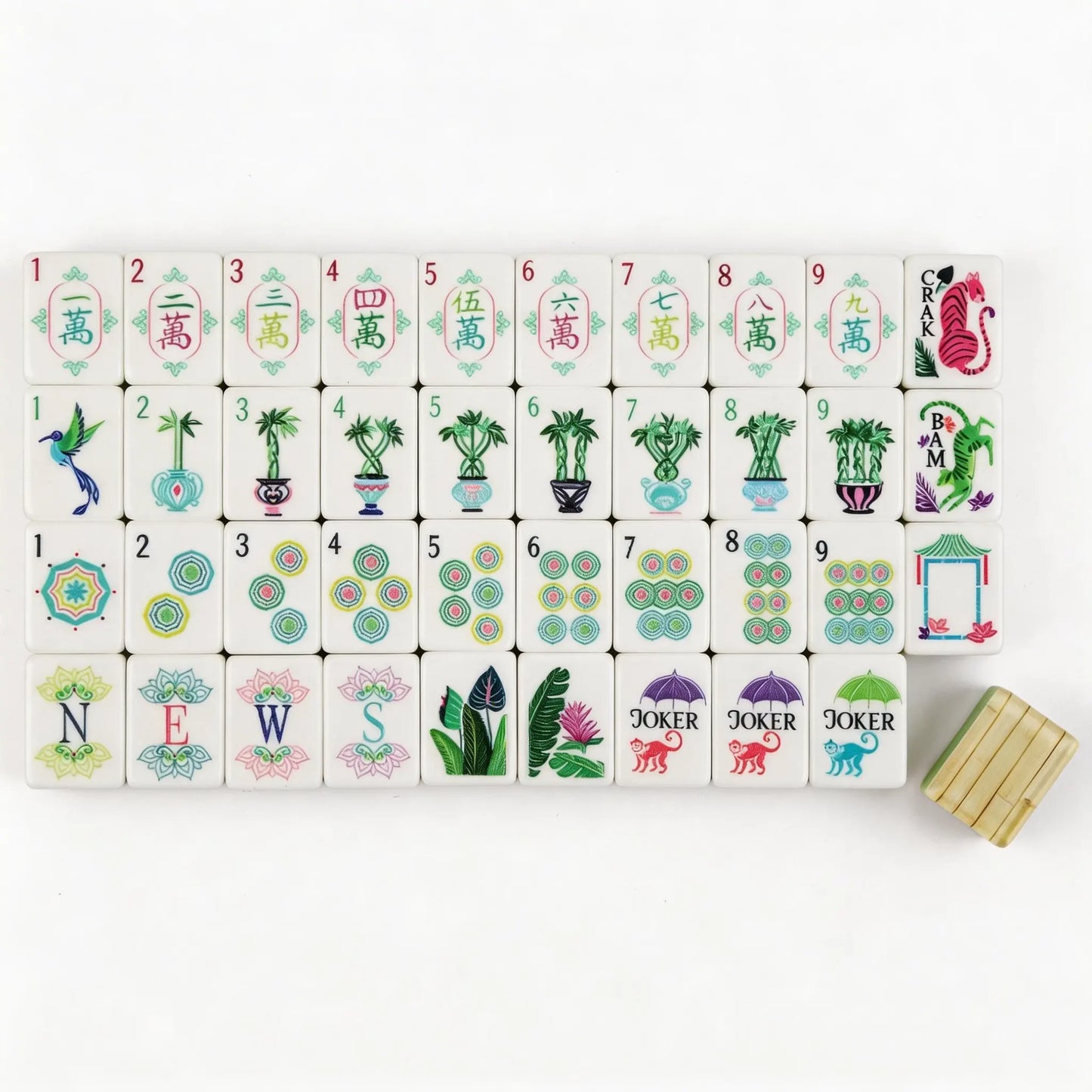 Luxury Foldable Acrylic Mahjong Set Bamboo Stripe Green Design 160 Pieces Durable Eco-Friendly for Family Gatherings Parties