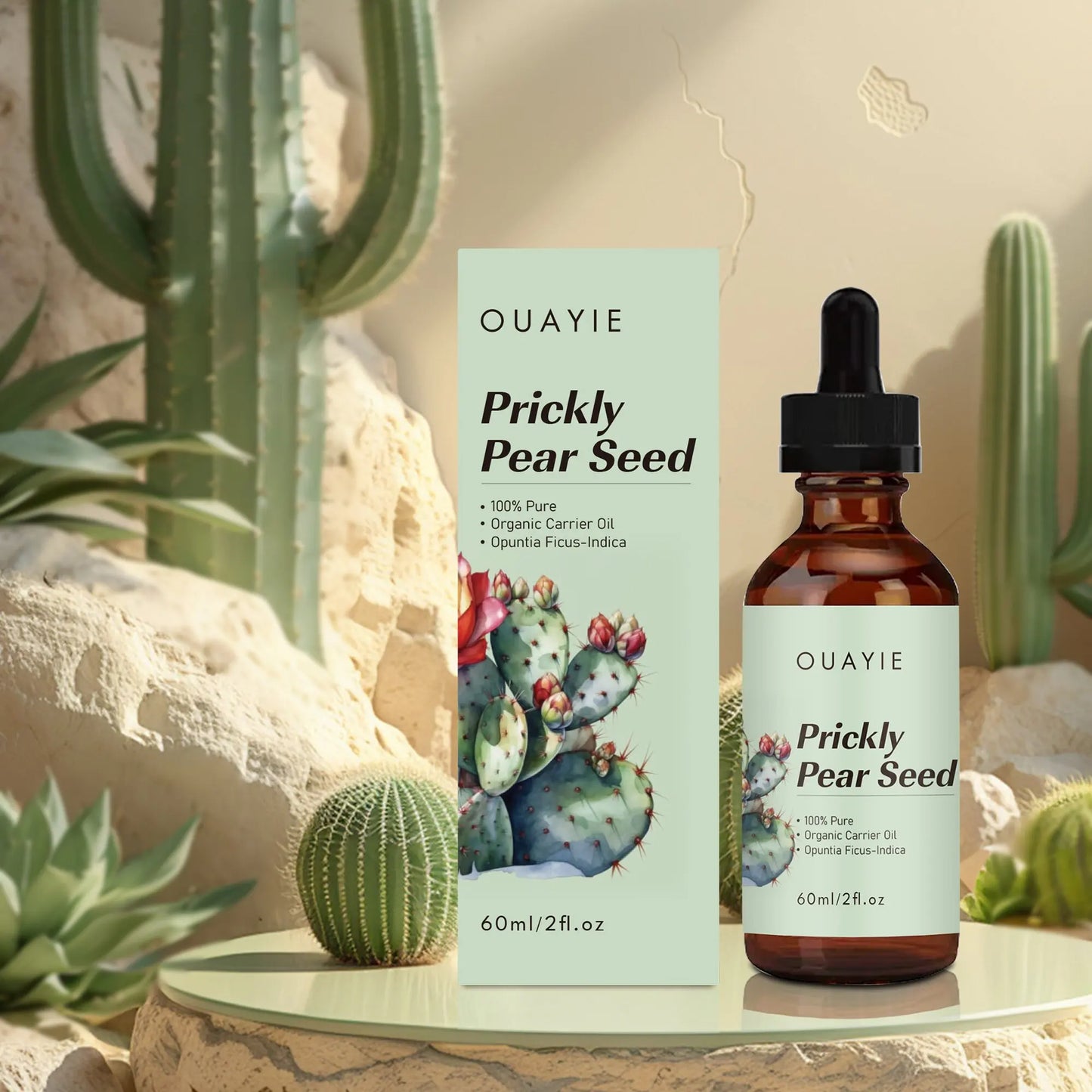 Han Linger Private Label Pure Organic Anti Aging Lightening Firming Shiny Strong Hair Acne Care Prickly Pear Seed Oil