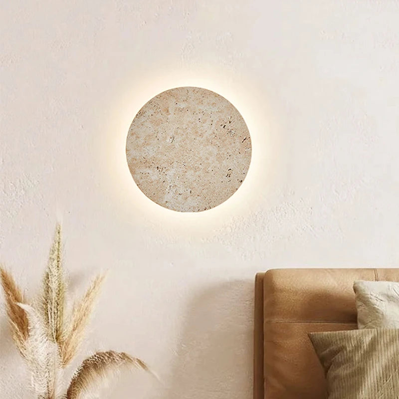Natural Yellow Stone Led Sconce Nordic Wabi Sabi Home Decor Light Living Room Bedside Corridor Marble Wall Lamp