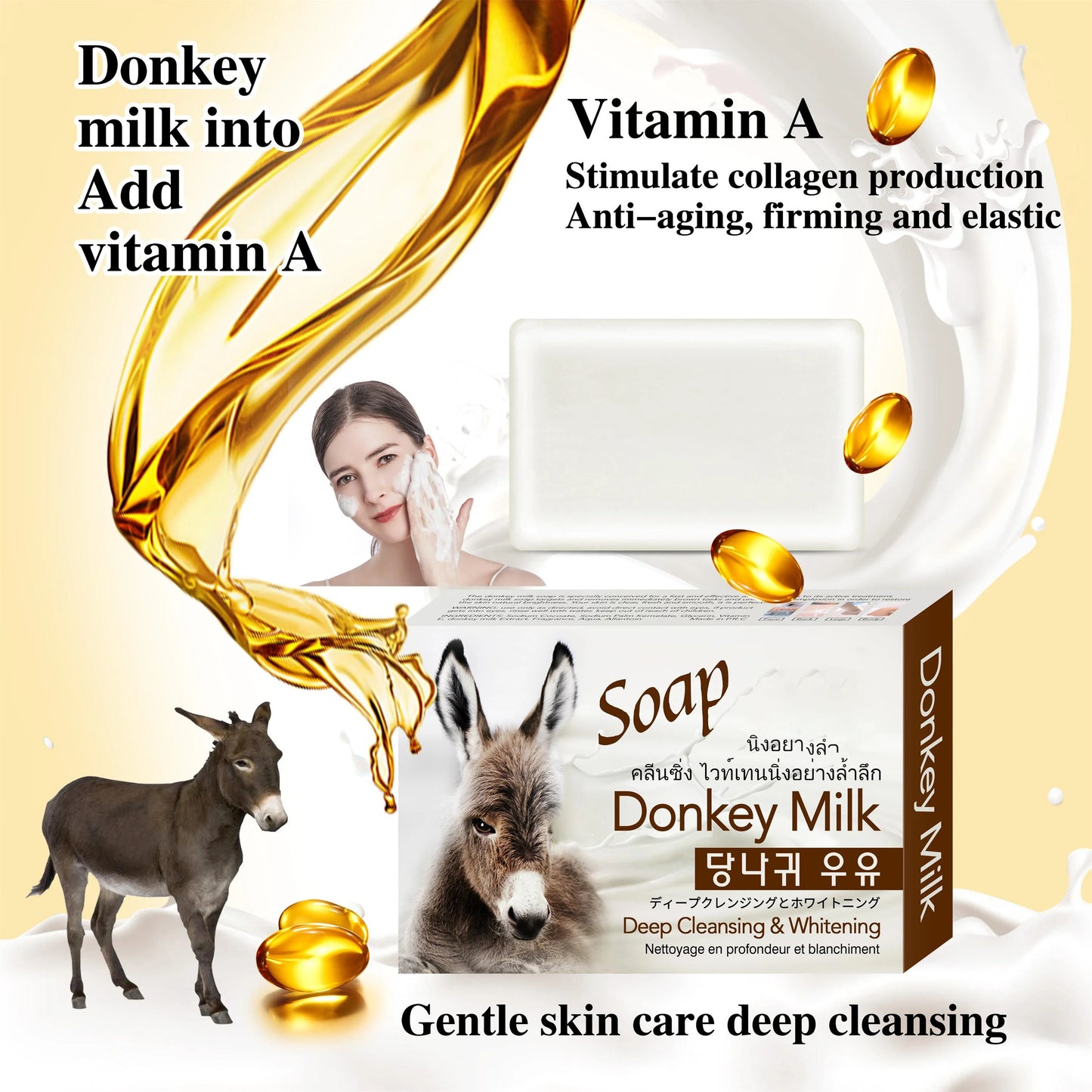 100g Organic Private Label Whitening for Body Deep Cleansing for Acne Bar Natural Brighten Skin Donkey Milk Soap