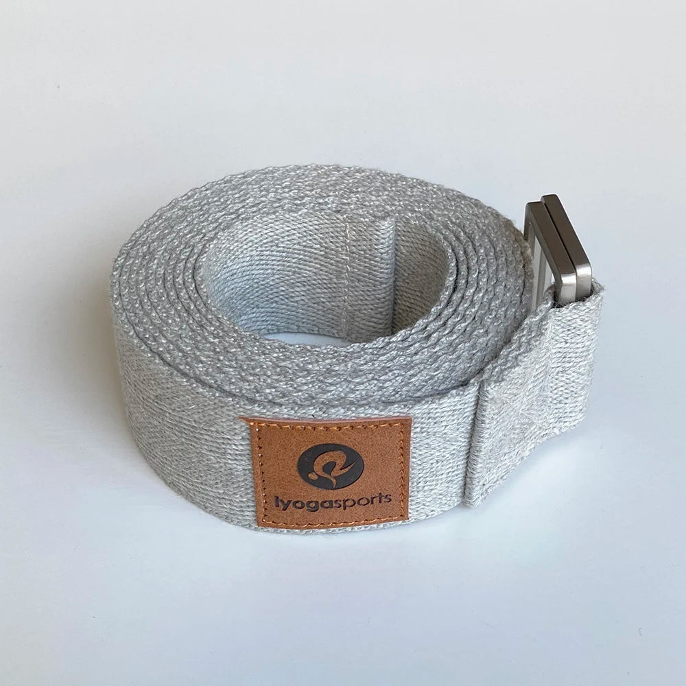 100% Organic Cotton Yoga Strap 8ft Length Belt Custom logo Iyogasports extra Length Soft Biodegradable Material Yoga Belt