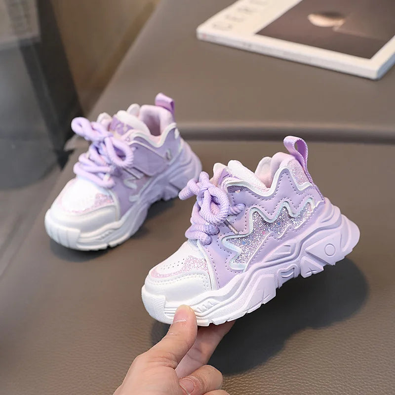 Children's Winter Sports Shoes New Fashionable Little Girl Leather Casual Sneaker for Kids Baby Girls