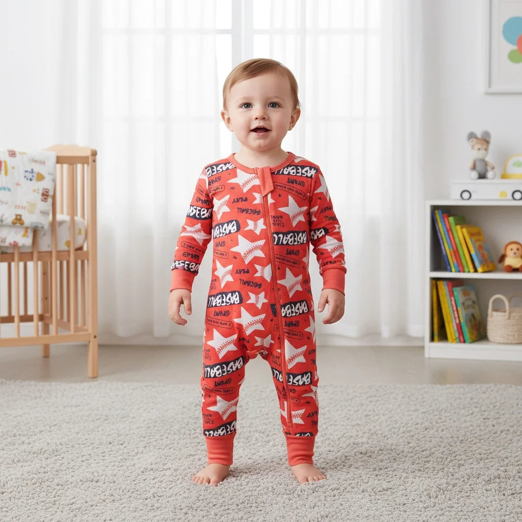 Growprint Cross-border European American-style Bamboo Fiber Male Infant Toddler Long Sleeve Thin Jumpsuit Romper Safety All Soft