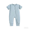 Children's Unisex Bamboo Fiber Spandex Knitted Newborn Rompers Spring Short Sleeve Two-Way Zipper Soft Breathable Climbing