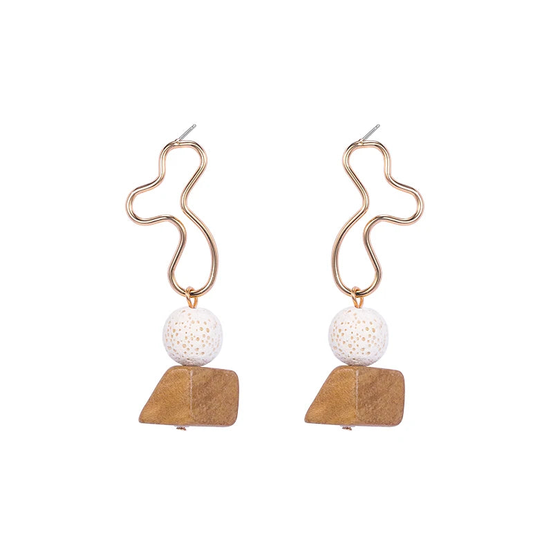 HOVANCI Handmade Africa Wooden Earrings  S925 Sterling Silver Stud Bamboo Big Rattan Earrings for Women Birthday Party Gift