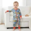 Growprint Cross-border European American-style Bamboo Fiber Male Infant Toddler Long Sleeve Thin Jumpsuit Romper Safety All Soft