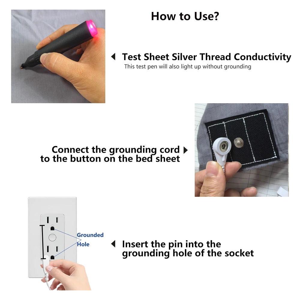 High-End Luxury Organic Cotton Comfort Sleep Grounding Sheet for Bed Solid Gray White Green Anti-Static Grounding Fitted Sheet