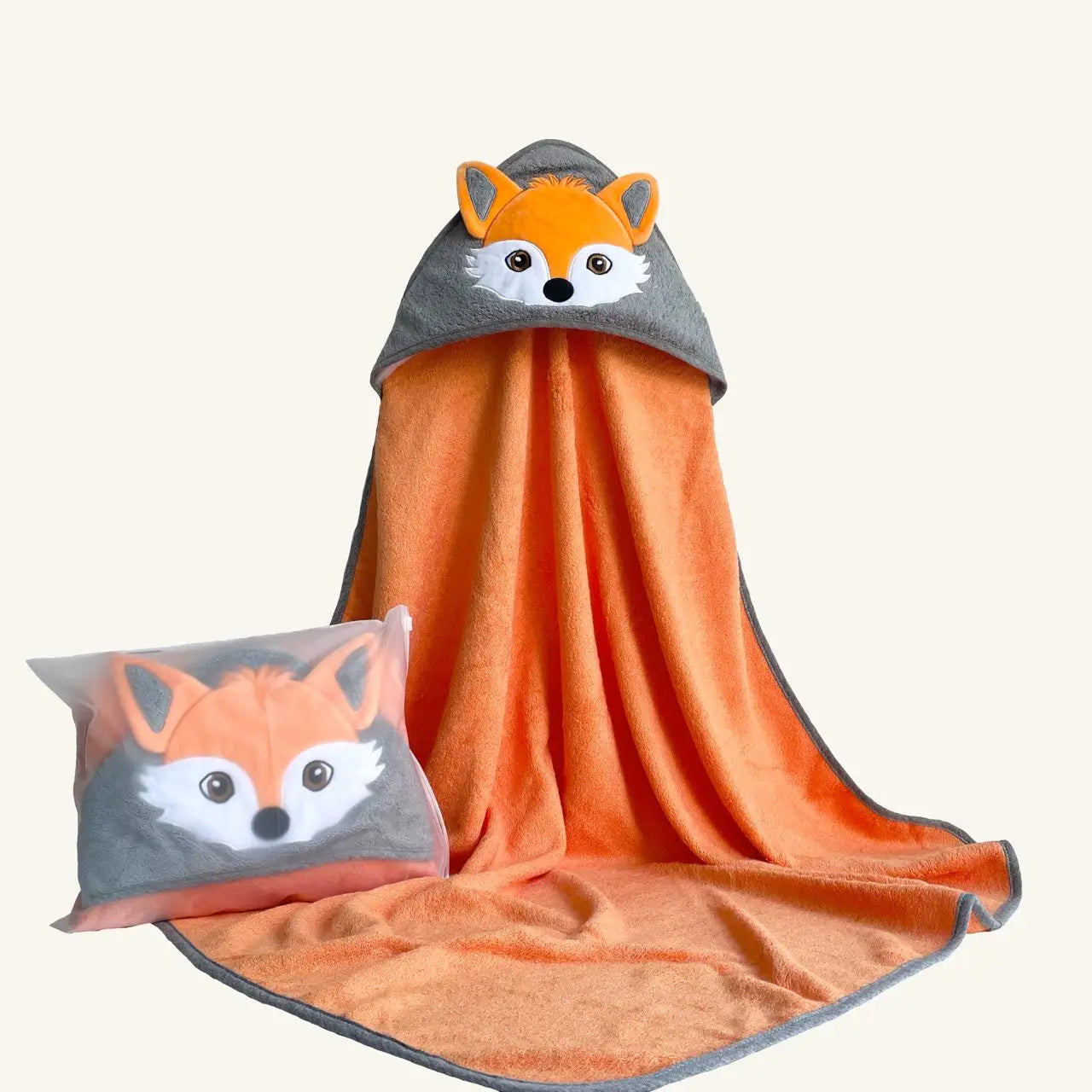 Organic Bamboo Baby Hooded Thick 500GSM Super Soft Breathable High Absorbent Bamboo Bath Towel fox Design Bamboo Hooded Towels
