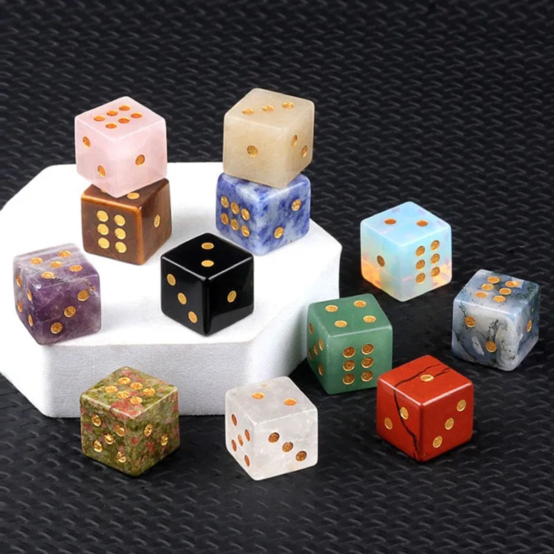 Customized Natural Mix Gemstone Crystal Cube Dice 16mm Eco-Friendly Handmade Carved Palm Healing Divination Stone Custom Logo
