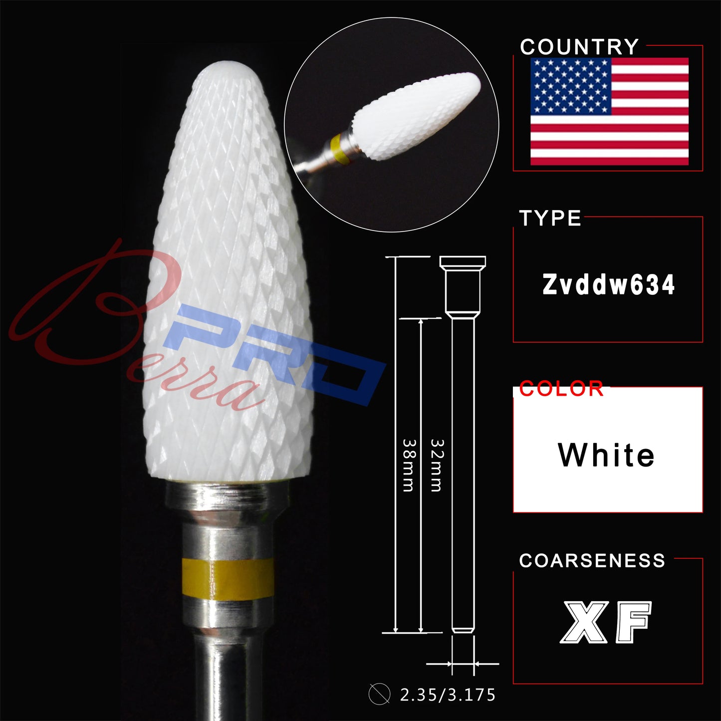 ECO Economy Ceramic Nail Drill Bit  Rotary Burr Milling Cutter Flame Bullet Bits For Manicure Pedicure Tools Accessories