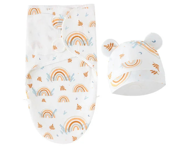 Baby Sleeping Bags Custom Newborn Blanket Organic Cotton Bamboo Modal Hat 2Pcs Set Unisex Receiving Baby Swaddle Blankets