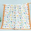 Custom 100% Organic Cotton Muslin Infant Bath Towel Cute Cartoon Pattern Babi Blankets 6-Layer Newborn Blanket for Travel Hotel