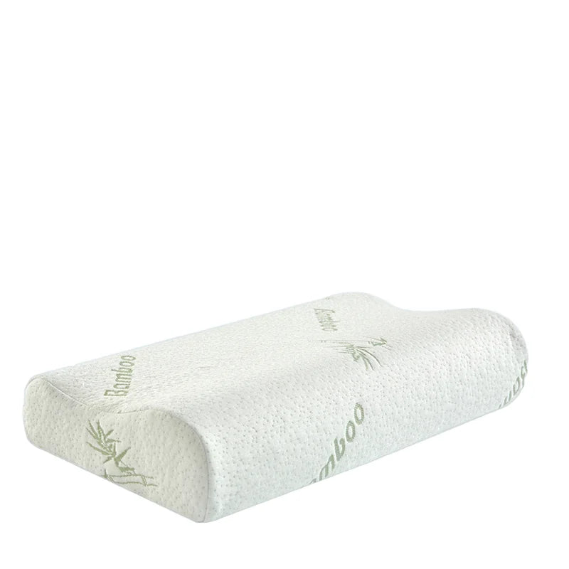 Qualified Soft and Comfort Memory Foam Pillow 200TC Bamboo Solid Pattern Wave Shape for Therapy and Neck Relief