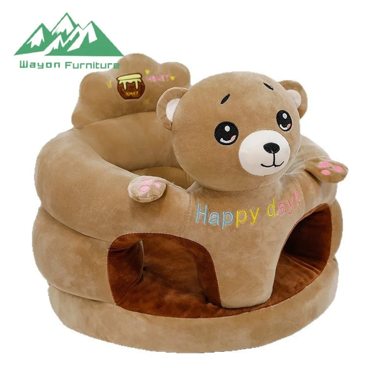 Modern Minimalist Baby Plush Sofa Seat, 10cm Thick Organic Cotton Pad & Hypoallergenic Foam for Stylish Nursery