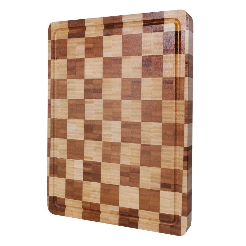 End Grain Large Bamboo Cutting Board 3.5cm Thick Rectangle for Kitchen Cheese Charcuterie Board Butcher Chopping Block Juice
