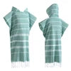 High Quality Organic Cotton Poncho Towel Adults Children Windproof Thickened Hooded Design Factory Wholesale Home Sports Striped
