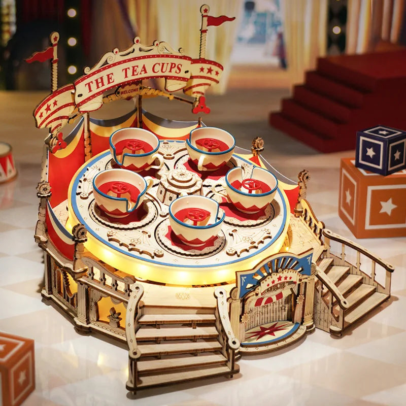 Ruo Ke Bamboo 3D Puzzle Music Box DIY Toy for Babies 14 Years Old Under 50 Pieces Girls' Educational Souvenir