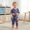 Growprint Cross-border European American-style Bamboo Fiber Male Infant Toddler Long Sleeve Thin Jumpsuit Romper Safety All Soft