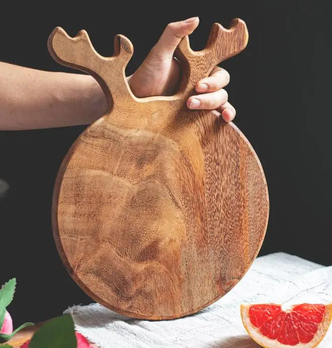 BAIYI Custom Kitchen Round Wooden Cutting Board Set with Walnut Acacia Bamboo 43x28cm 2cm Thick Recyclable Model WLCB04