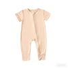 Children's Unisex Bamboo Fiber Spandex Knitted Newborn Rompers Spring Short Sleeve Two-Way Zipper Soft Breathable Climbing