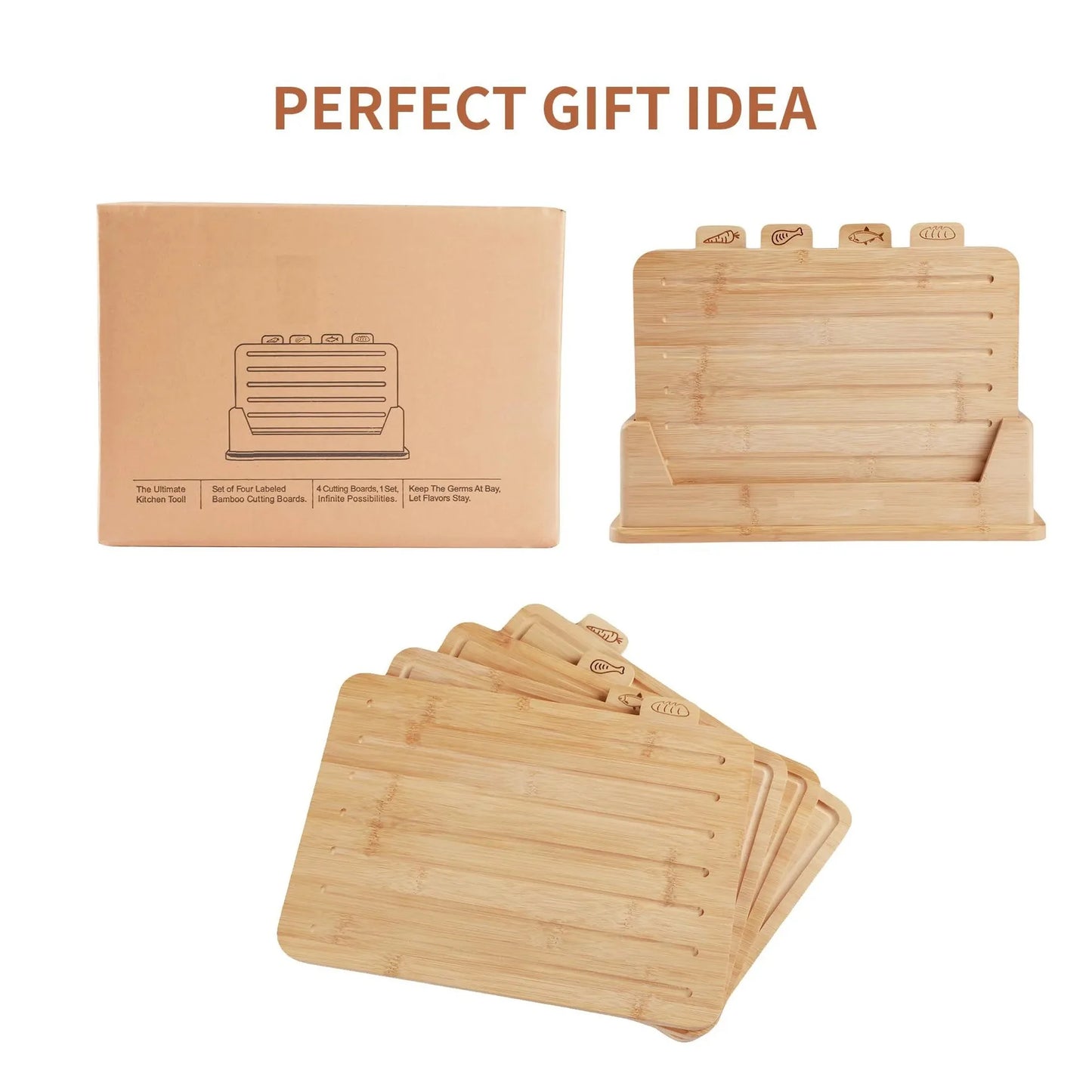 Restaurant Bamboo Wood Cutting Board Set 1.5cm Thick Dishwasher Safe QM Brand Solid Wood Rectangular Vegetable Snack Cutting