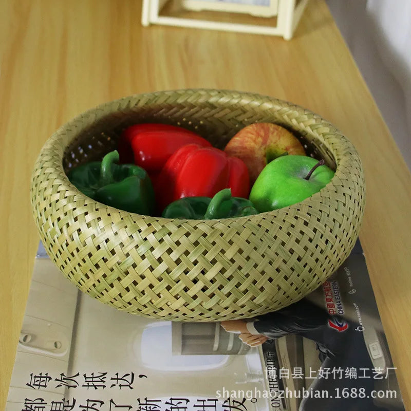 Handmade Double-Layer Heart Shaped Woven Basket for Fruit Storage-Wholesale