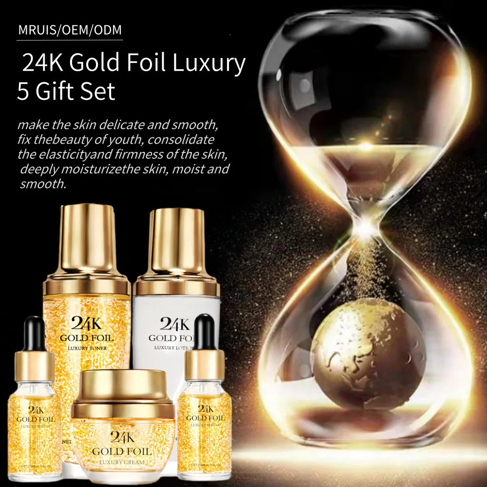 24k Gold Organic Skin Care Set Korean Cosmetics Set Whitening Lightening Luxury Skin Care Set Whitening Kit 2025 New Products