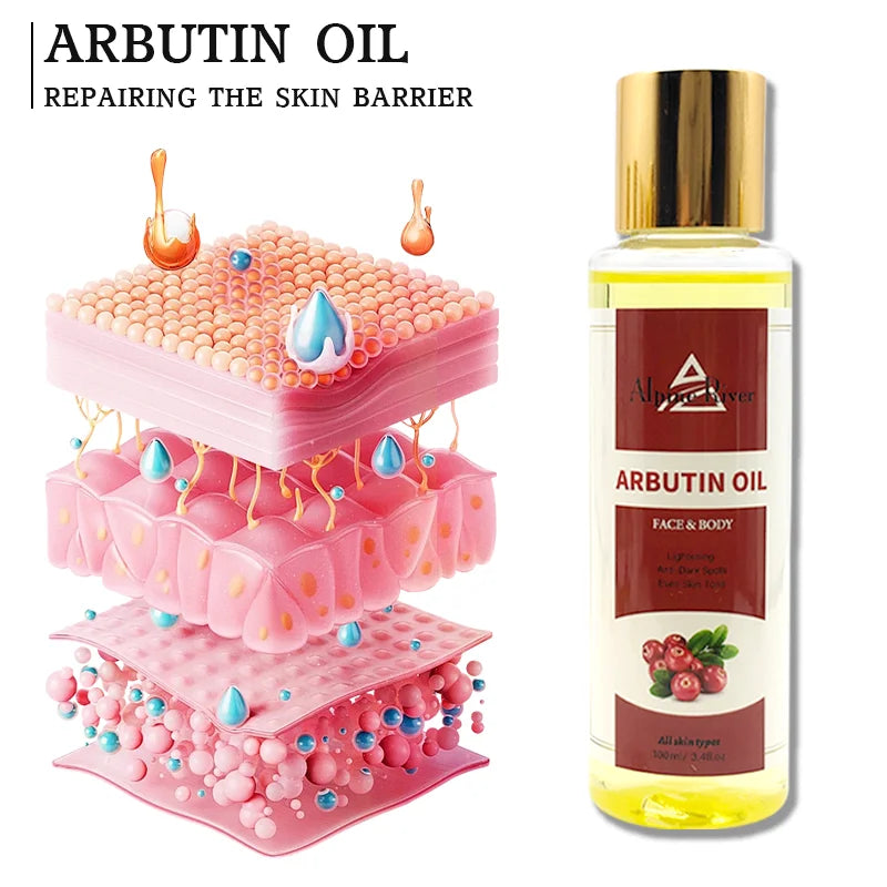 Alpine River Body Care Products 100% Organic Olive Oil Body Whitening Moisturizing Anti-Dark Spot Arbutin Massage Oil